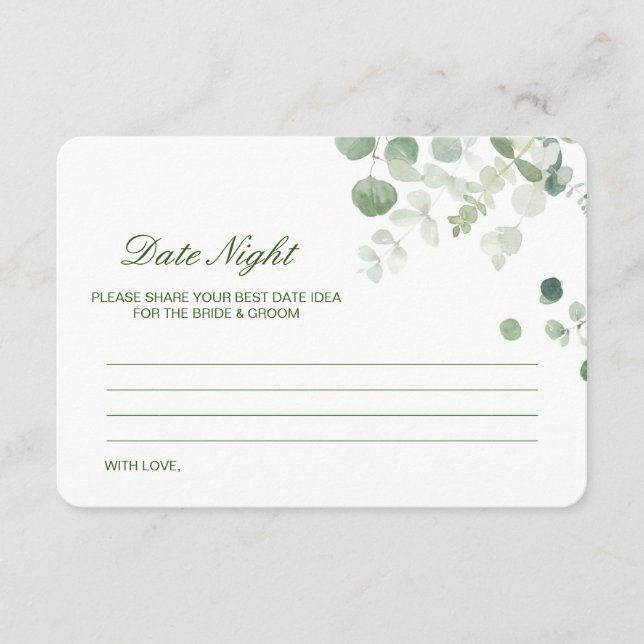 Editable Date Night Idea Bridal Shower Card (Front)