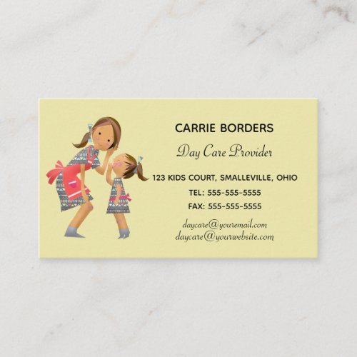 Editable Day Care Provider Business Card