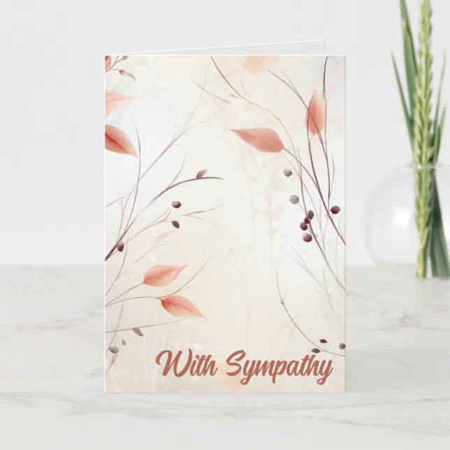 View of Editable Delicate Leaves Sympathy Card | Zazzle