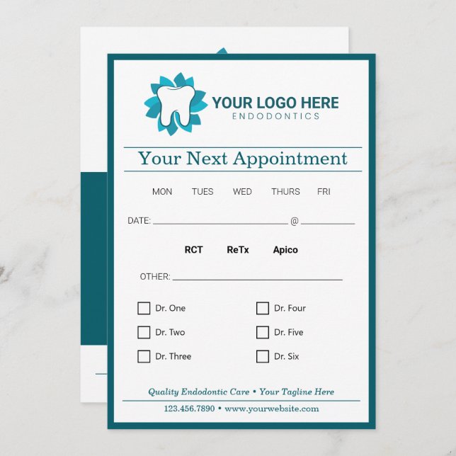 Editable Dental Next Appointment Invitation (Front/Back)