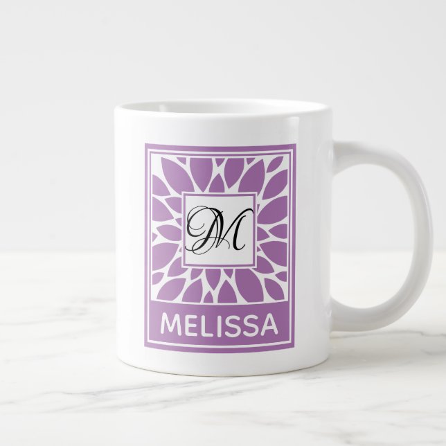 Editable Design Contemporary Monogram and Name Giant Coffee Mug (Right)