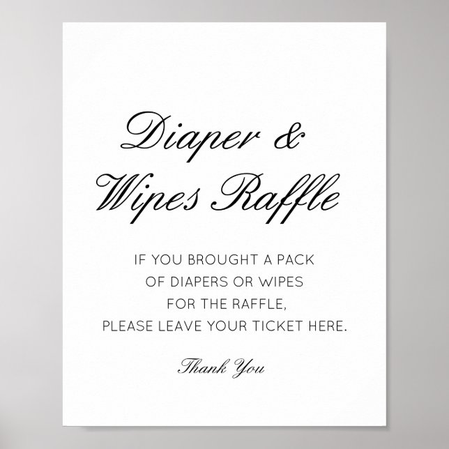 Editable Diaper and Wipes Raffle Sign Printed (Front)