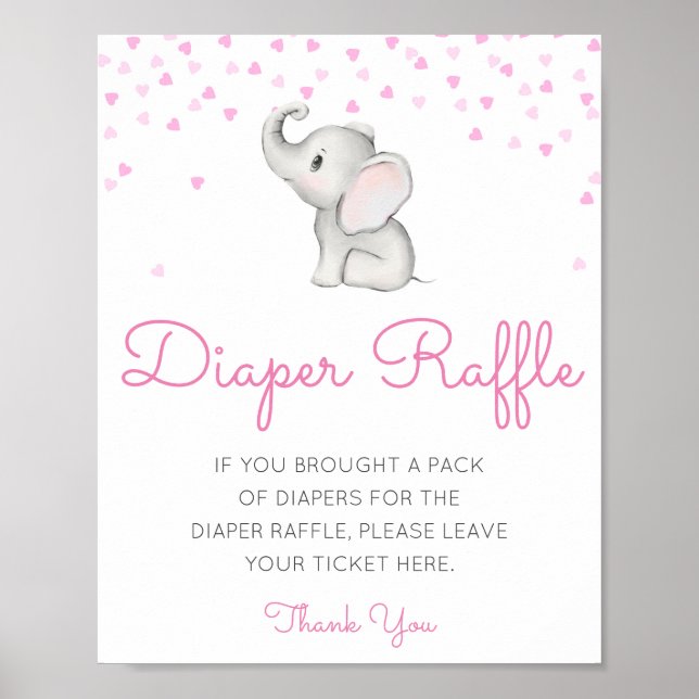 Editable Diaper Raffle Baby Shower Sign Printed (Front)