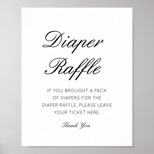Editable Diaper Raffle Baby Shower Sign Printed (Front)