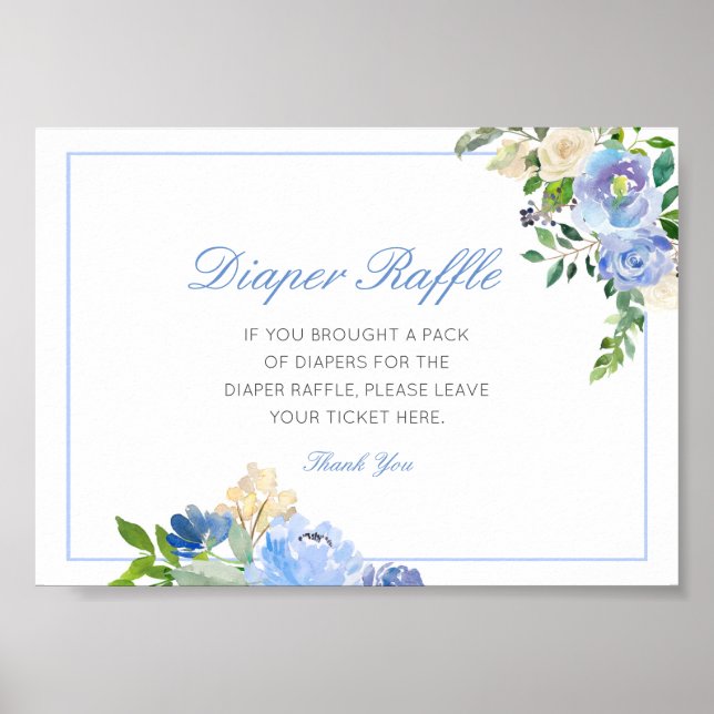 Editable Diaper Raffle Baby Shower Sign Printed (Front)