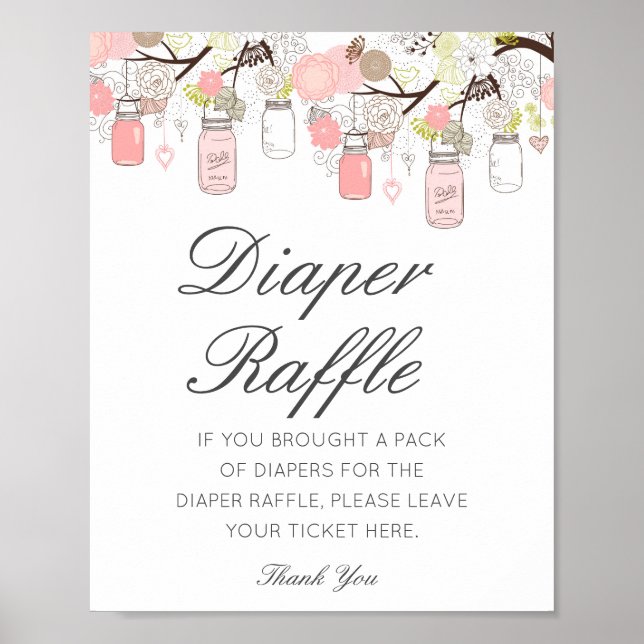 Editable Diaper Raffle Baby Shower Sign Printed (Front)