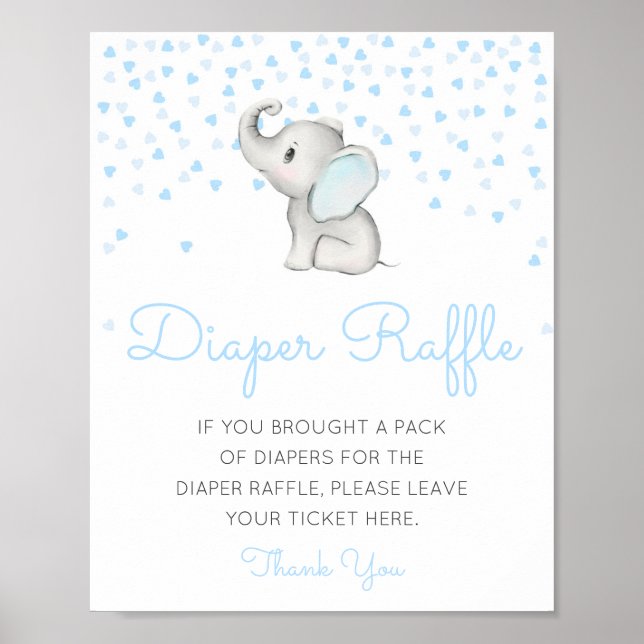 Editable Diaper Raffle Baby Shower Sign Printed (Front)
