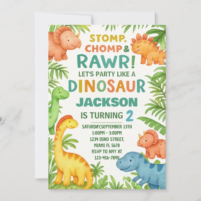 Editable Dino Party Invite (Front)