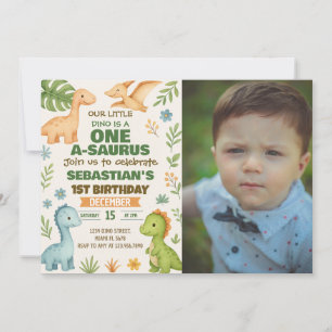 Editable Dino Party Invite with photo