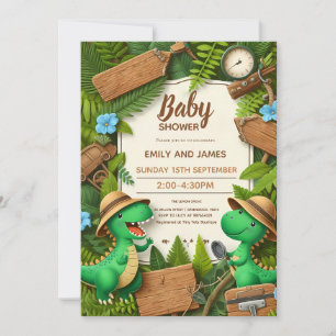 Editable Dinosaur baby boy shower card for boys