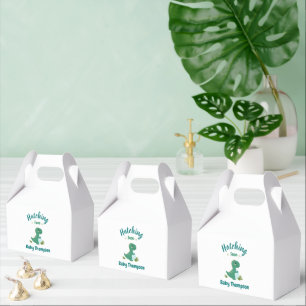 Editable Dinosaur Baby Boy Shower Hatching Soon Favor Boxes