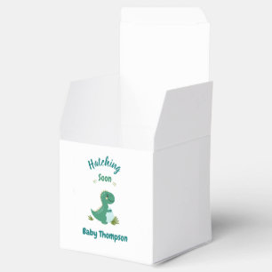 Editable Dinosaur Baby Boy Shower Hatching Soon Favor Boxes