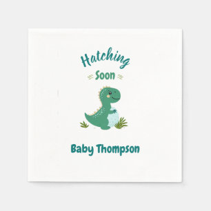 Editable Dinosaur Baby Boy Shower Hatching Soon Napkins