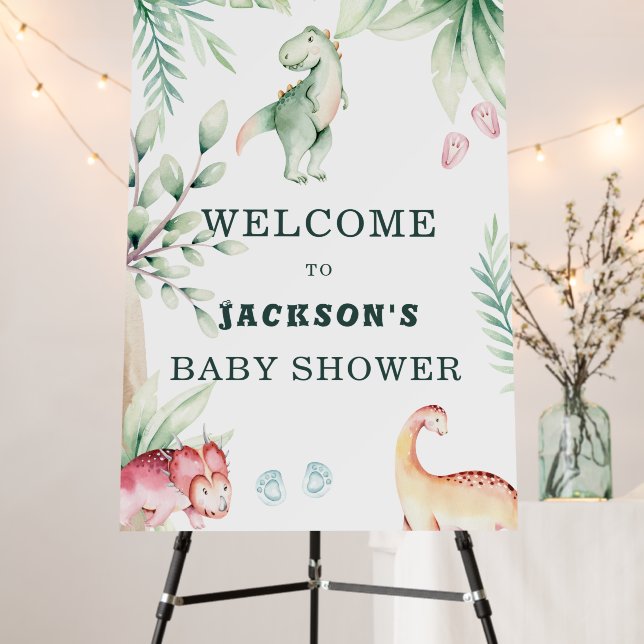 Editable Dinosaur Baby Shower Welcome Sign (In Situ (Stand))