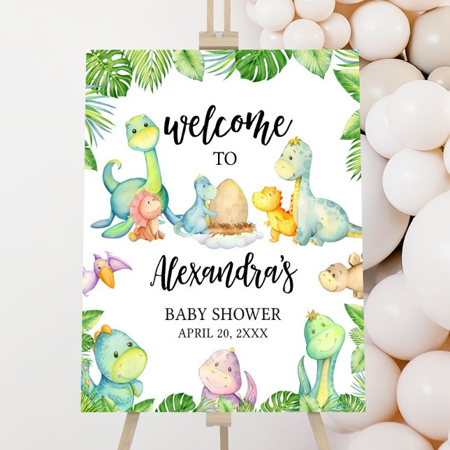 Editable Dinosaur Baby Shower Welcome Sign, Dino  Foam Board (Creator Uploaded)