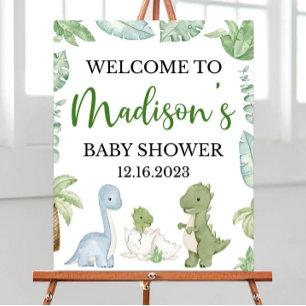 Editable Dinosaur Baby Shower Welcome Sign, It's a Foam Board