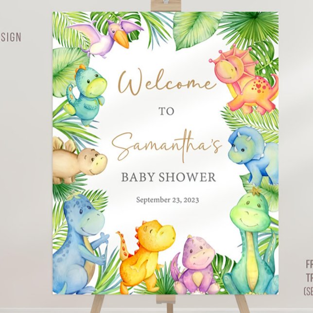 Editable Dinosaur Baby Shower Welcome Sign Templat (Creator Uploaded)