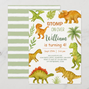 Editable Dinosaur Birthday Party Invitation