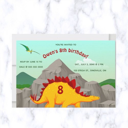 Editable Dinosaur Birthday Party Invitation