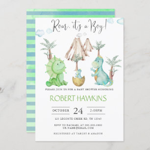 Editable Dinosaur Boy Baby shower Invitation