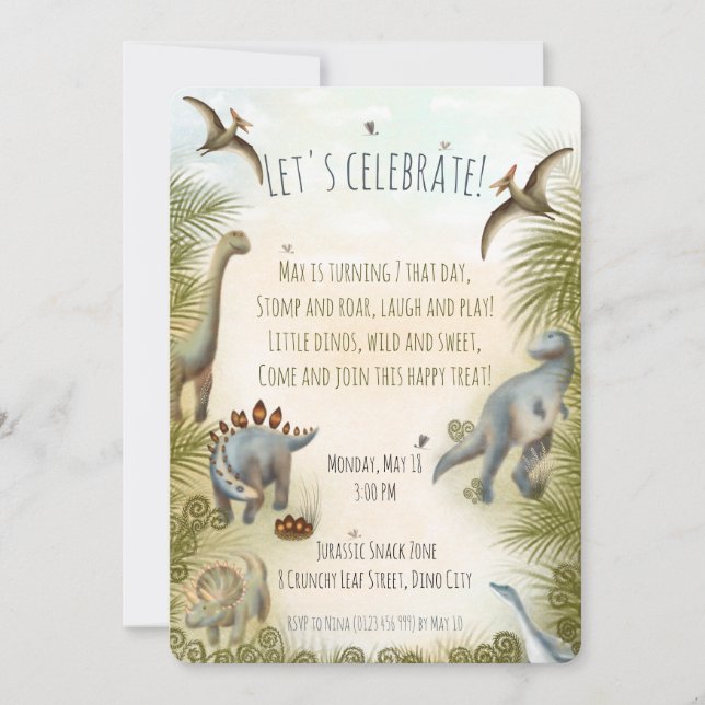 Editable Dinosaur Party Invite (0+) (Front)