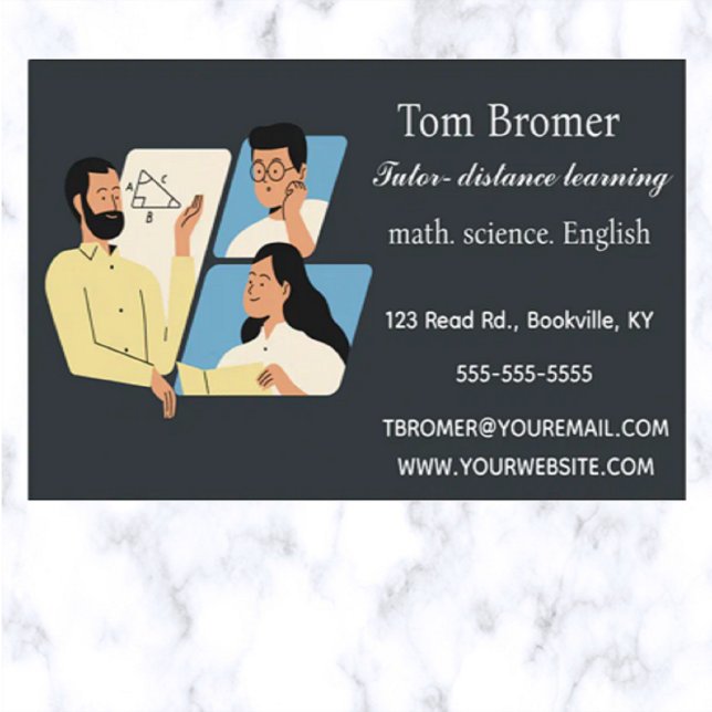 Editable Distance Learning Tutor Business Card (Creator Uploaded)