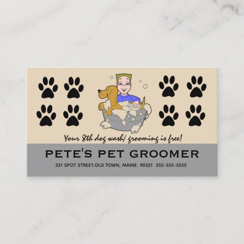 Editable Dog Groomer Loyalty Rewards Card