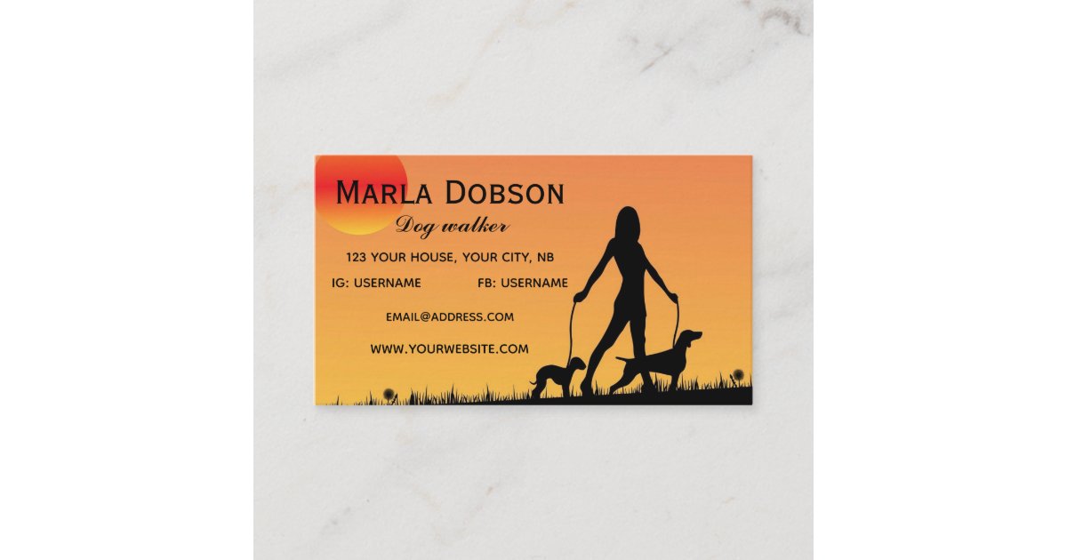 Editable Dog Walker Business Card Zazzle