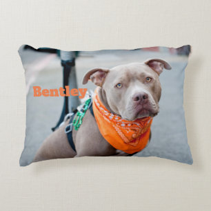 Editable Dog with Bandana Decorative Pillow