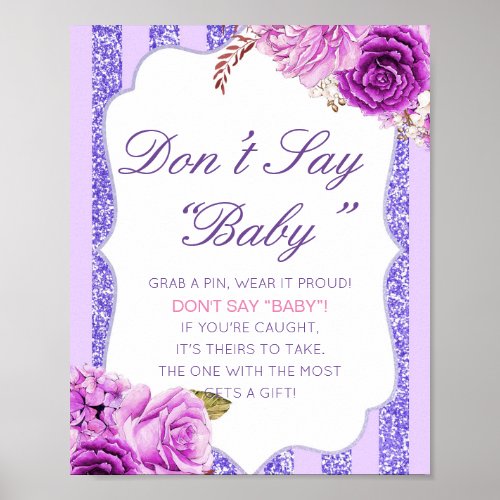 Editable Dont Say Baby Sign Grab a Pin Poster