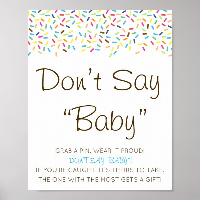 Editable Don't Say Baby Sign, Grab a Pin Poster (Front)