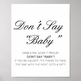 Editable Don't Say Baby Sign, Grab a Pin Poster
