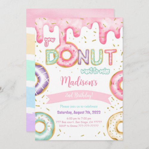 Editable Donut Birthday Party Invitation