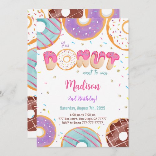 Editable Donut Birthday Party Invitation