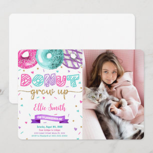 Editable Donut Birthday Photo Invitation