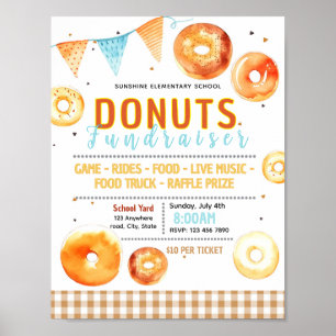 Editable donuts dough fundraiser flyer poster