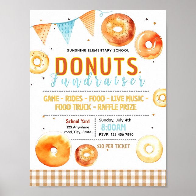 Editable donuts dough fundraiser flyer poster (Front)