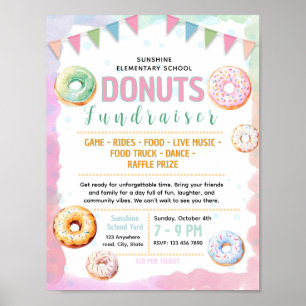 Editable donuts fundraiser flyer poster