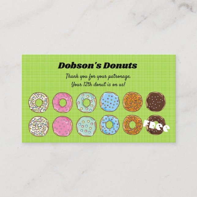 Editable Donuts Loyalty Rewards Card (Front)