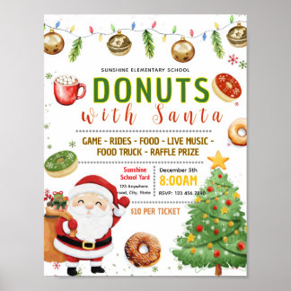 Editable donuts with santa flyer poster