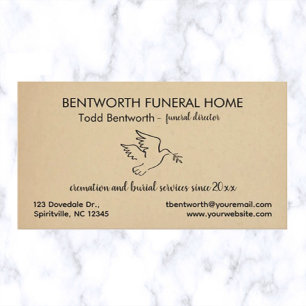 Editable Dove Funeral Home Director  Business Card