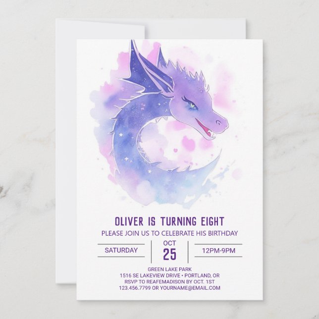 Editable Dragon Birthday Invitation (Front)