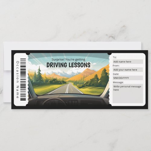 Editable Driving Lessons Gift Certificate Template