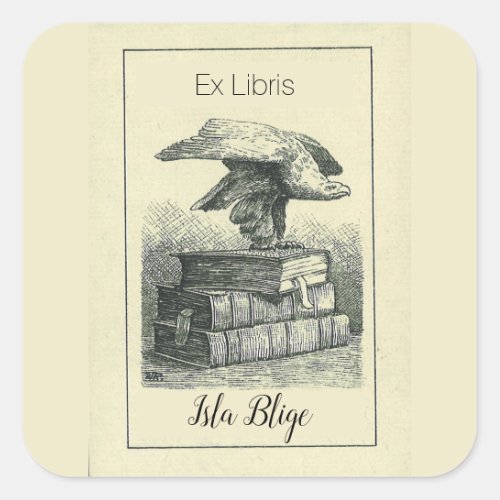 Editable Eagle on Books Bookplate