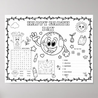 Editable earth day coloring mat poster