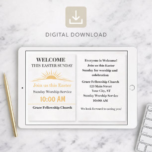 Editable Easter Church Service Invitation Card