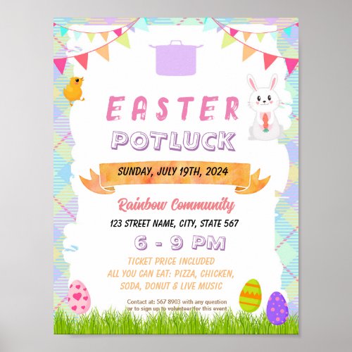 Editable Easter potluck flyer Poster