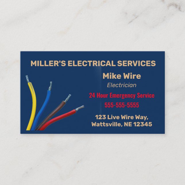 Editable Electrician Business Card (Front)
