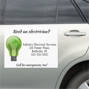 Editable Electrician Services Car Magnet