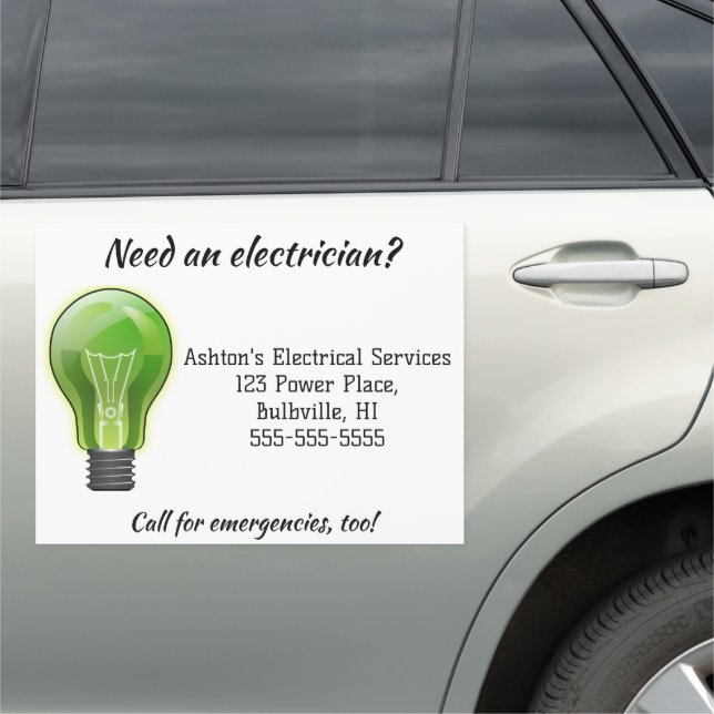 Editable Electrician Services Car Magnet (In Situ)